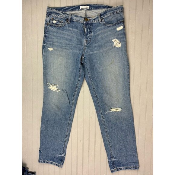 Loft Size 30 10 Womens Jeans Boyfriend Cotton Distress Button Fly Mid Ri… - Picture 1 of 5